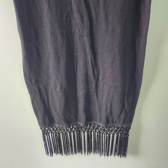 Zara Black Dress Tassel Fringe Hem Small - Picture 2 of 7